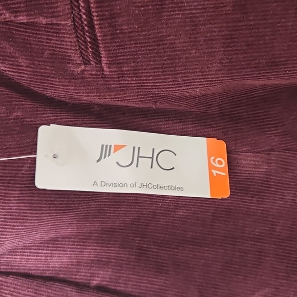 JH Collectabls Shorts Size 16 Corduroy Maroon Runs Smaller Dead Stock New - Picture 4 of 14